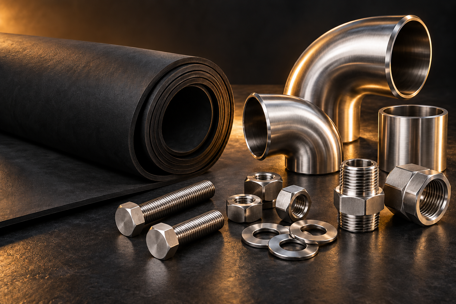 Illustrative black EPDM rubber sheet and roll